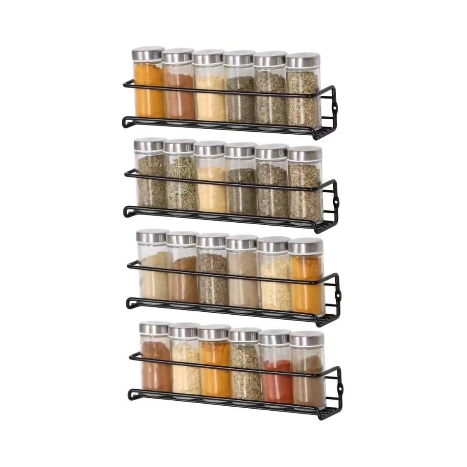 image 1 of Buckingham 4 Tier Spice Racks Organiser wall-mounted with Adhesive Stickers. | Silver