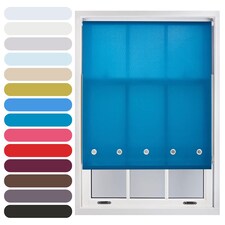 FURNISHED Roller Blinds Daylight Round Eyelet Light Filtering Easy Fit Trimmable Window Blind | Blue | Teal | (W) 195cm x (L) 165cm