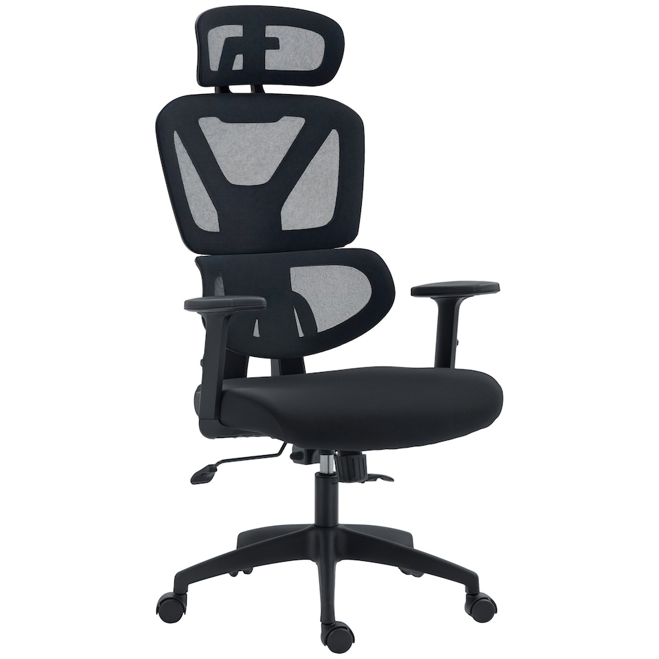 image 1 of Vinsetto Mesh Office Chair Swivel Desk Chair with Adjustable Height, Black