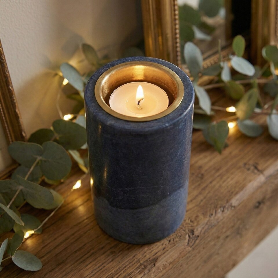 image 1 of Natural Marble Stone Votive Tea Light Candle Holder Home Decor Centrepiece Gift | Multi | 2 Holder 7cm