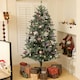 image 2 of HOMCOM 6ft Artificial Prelit Christmas Tree w/ LED Lights, Purple Ornaments