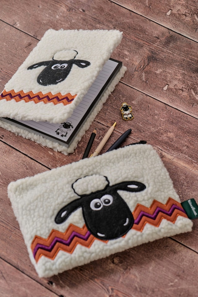 image 1 of Wallace & Gromit | Shaun the Sheep Plush Zipper Pouch | Soft Fleece 16x24cm Cosmetic Makeup Bag & Pencil Case | Official Aardman Merchandise | Novelty Travel Organiser Gift