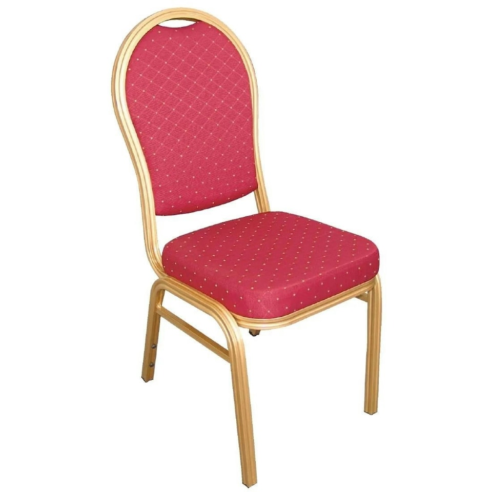 Brelone Set Of 4 Rounded Chairs Red Gold Frame Red