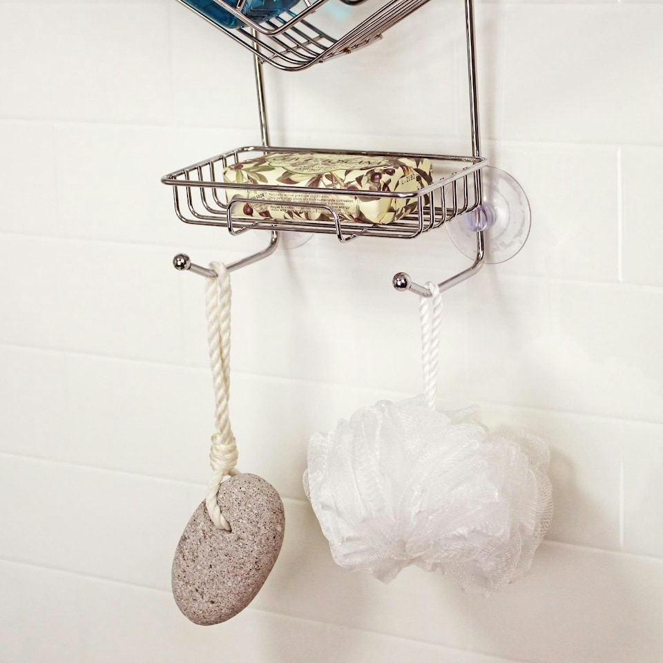 image 1 of Showerdrape Atrium 3 Tier Hanging Chrome Shower Caddy