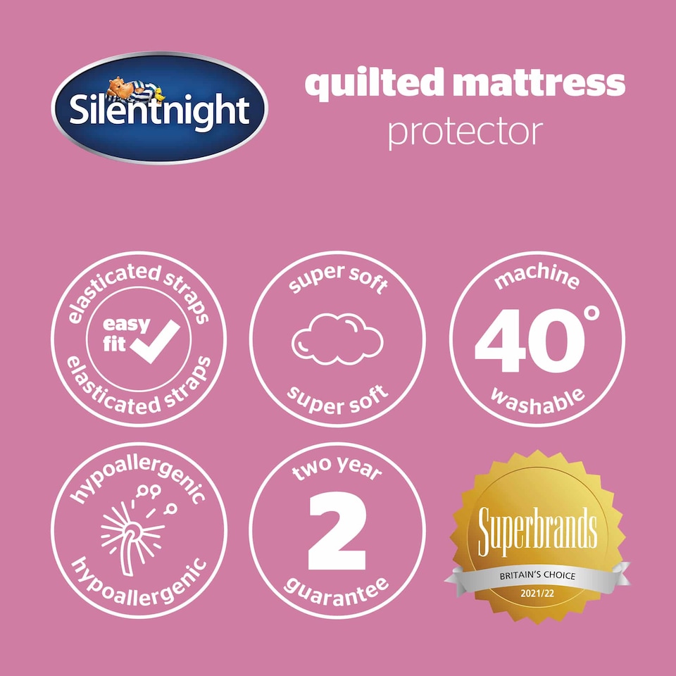 image 1 of Silentnight Quilted Mattress Protector | White | Small Double