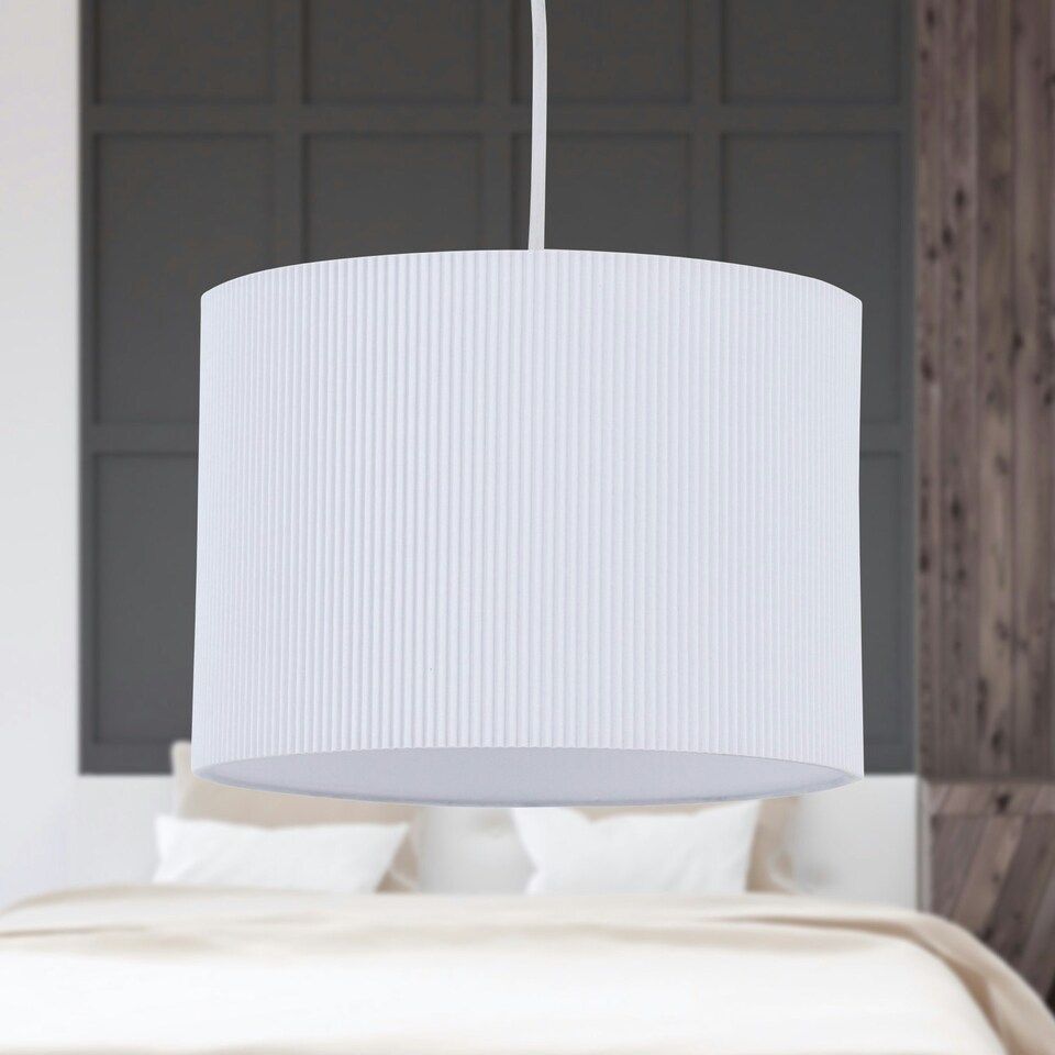 image 1 of Set of 2 White Pleated 30cm Pendant Lightshades White