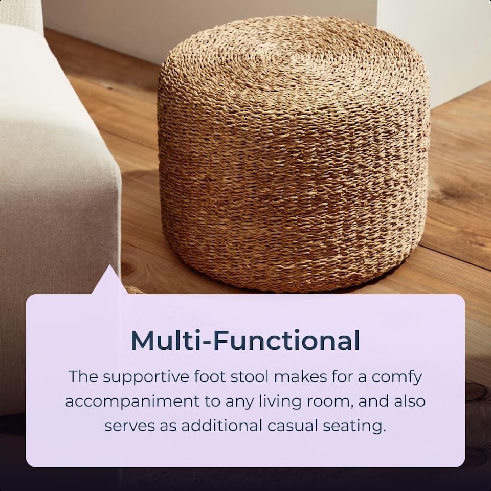 image 1 of Round Natural Jute Pouffe Ottoman Footstool