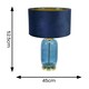 image 3 of ValueLights Leigh Navy Blue and Gold Glass Table Lamp with Navy Velvet and Gold Inner Shade