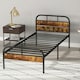 image 10 of HOMCOM Single Bed Frame with Headboard, No Box Spring Needed, Rustic Brown
