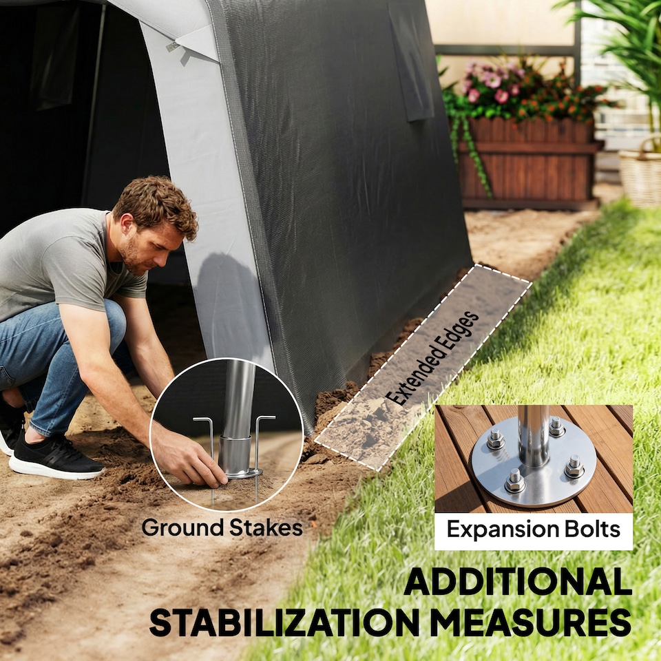 image 1 of Outsunny 1.8 x 2.4m Portable Storage Shed Heavy Duty Motorbike Shed | Grey | Dark grey and light grey | 180W x 240D x 203H cm