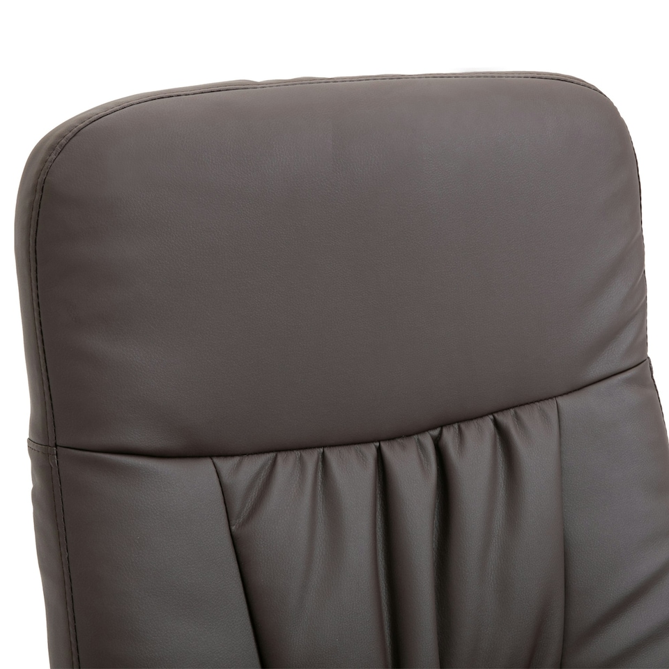 image 1 of HOMCOM PU Leather 2 Pcs Reclining Armchair w/ Ottoman 360° Swivel Brown