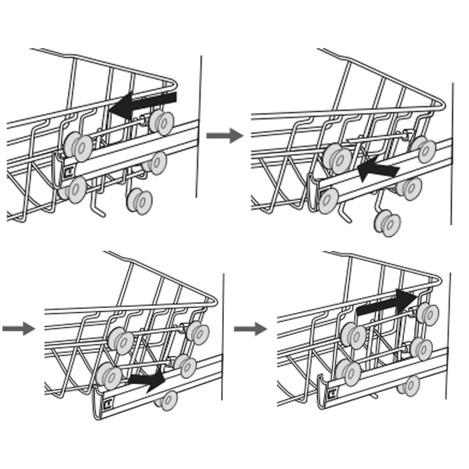 image 1 of SPARES2GO Guide Support Rail Basket Wheel for Kenwood Dishwasher KDW45 KDW60 KID45 KID45 KID60