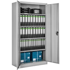 Filing Cabinet Blain - 5 height-adjustable shelves, lockable doors | Grey | grey | 80 x 40 x 180 cm | 1