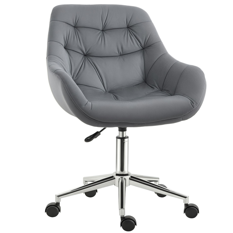 image 1 of Vinsetto Velvet Home Office Chair Desk Chair with Adjustable Height, Dark Grey