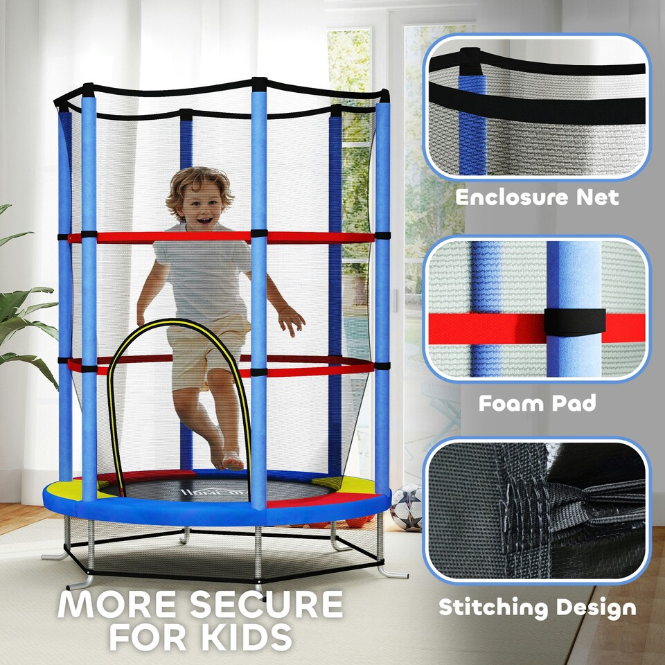 image 1 of HOMCOM Kids Trampoline Mini Bouncer w/ Enclosure Net for 3-6 Years