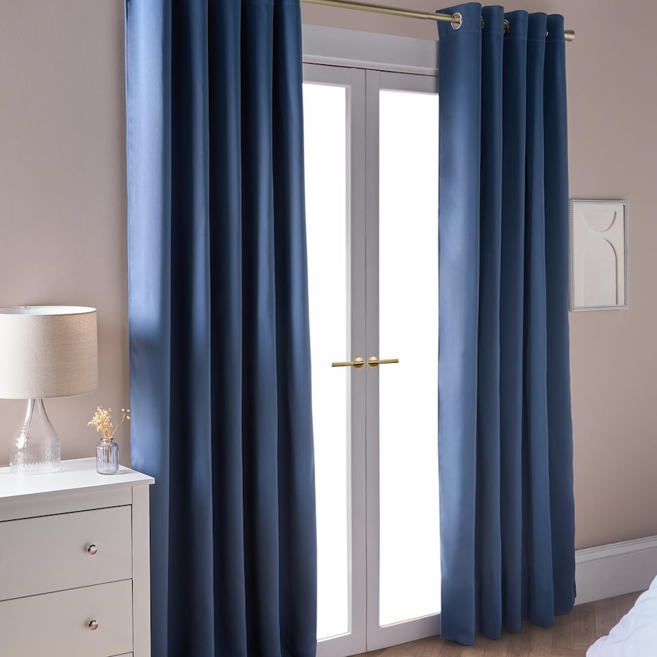 image 1 of OHS Essentials Eyelet Blackout Thermal Curtain Pair - 66x72 inch | Blue | Arctic Blue