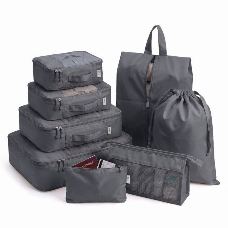 image 1 of Lugg Compression Packing Cubes 8 Piece Travel Suitcase Organiser Set