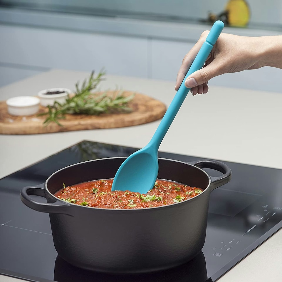 image 1 of Zeal Traditional Silicone Cook’s Spoon 30cm, Aqua Blue