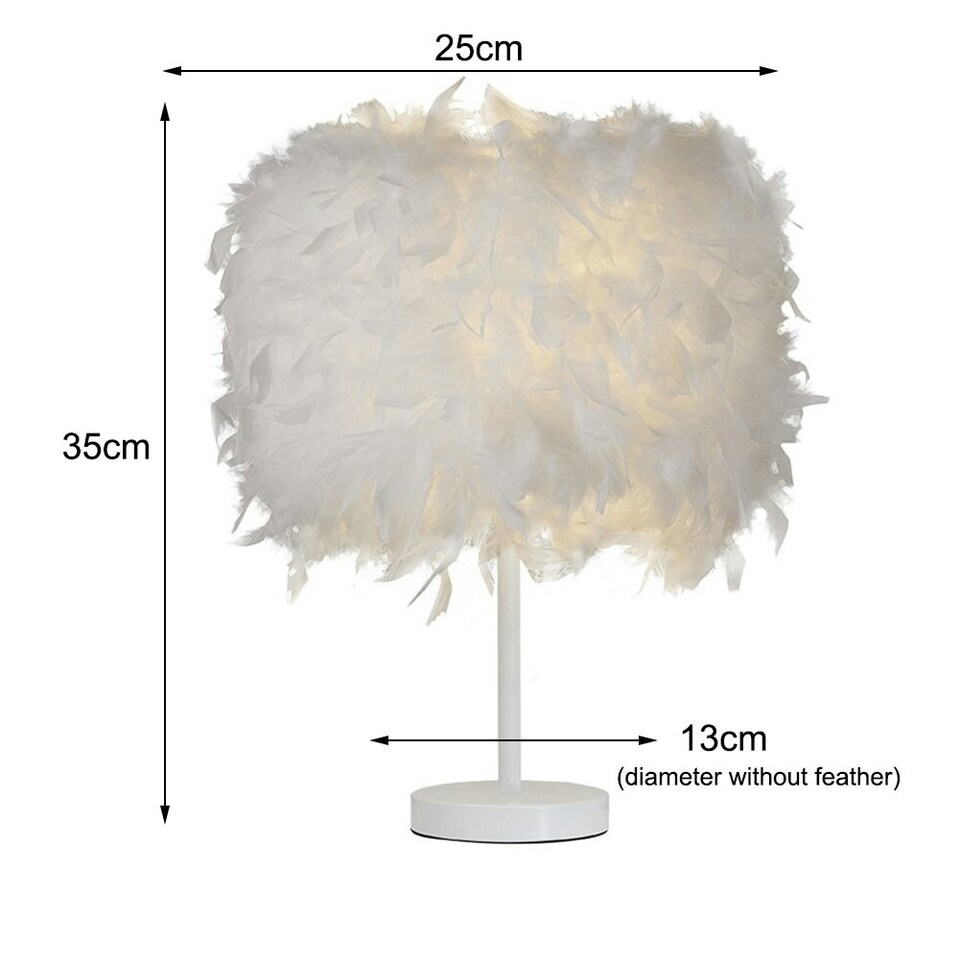 image 1 of Living and Home Modern Feather Bedside Table Lamp