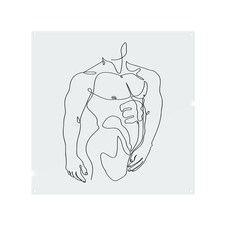line art of male body Designer Splash Back | White
