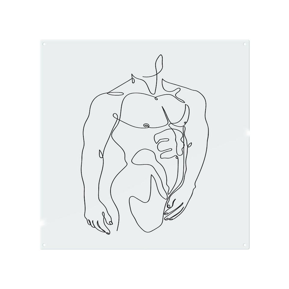 image 1 of line art of male body Designer Splash Back | White