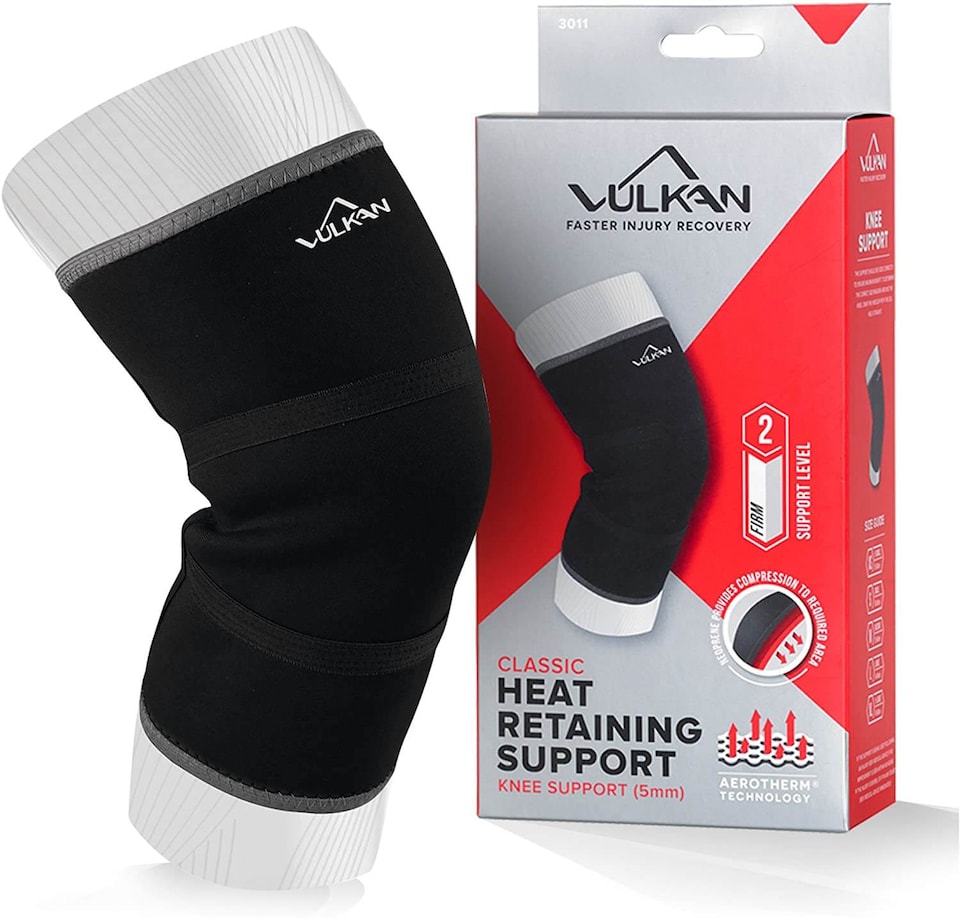 image 1 of Vulkan Classic Knee Support, Neoprene 3mm/5mm Three-piece Sleeve, Black (M) | Black | Black | M