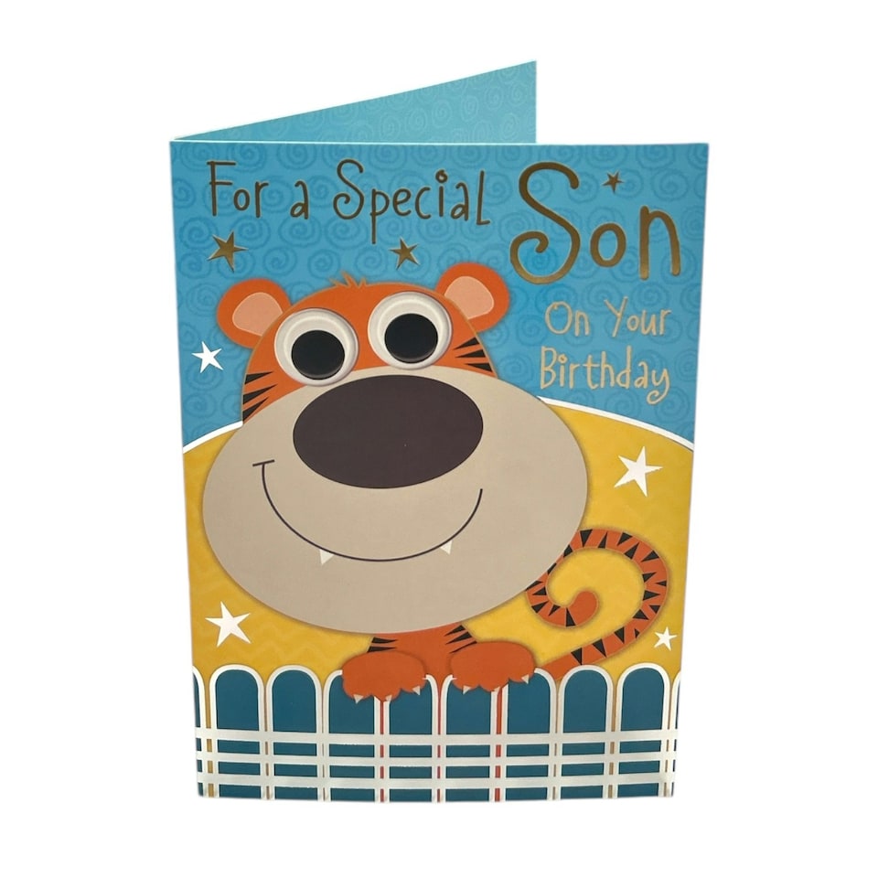 image 1 of For Special Son Juvenile Tiger Design Birthday Card