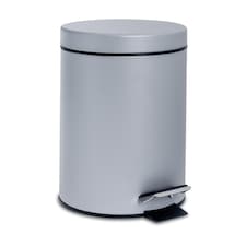 Harbour Housewares Bathroom Pedal Bin - 3L - Matt Grey - Round Stainless Steel Slim Rubbish Dustbin Lid and Inner Liner Bucket