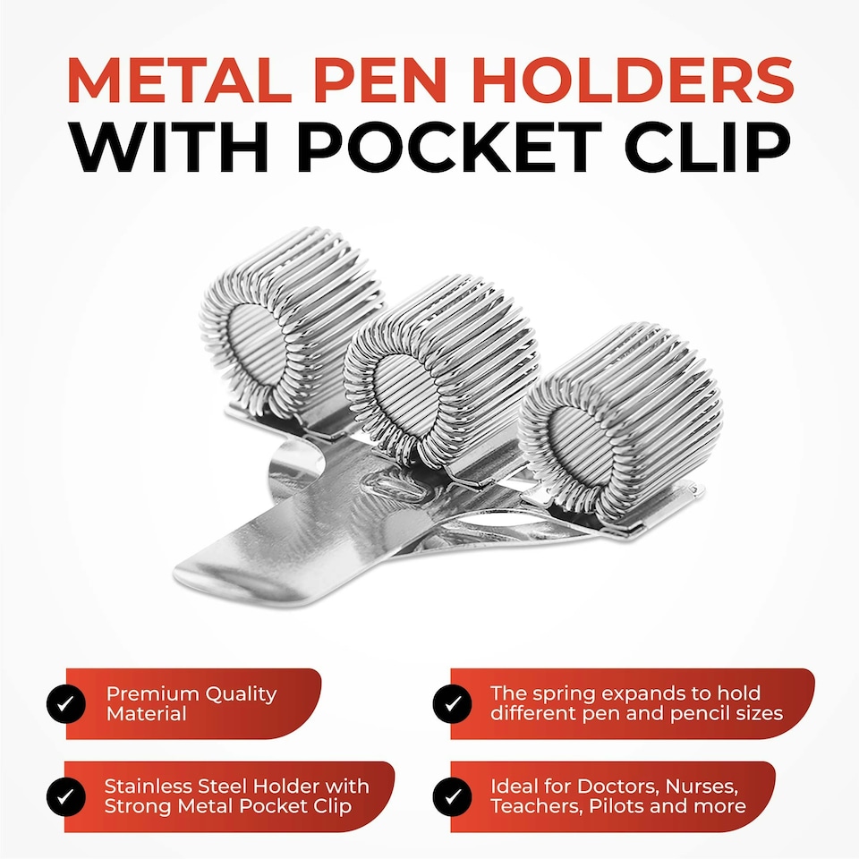 image 1 of Single Metal Pen Holder With Pocket Clip