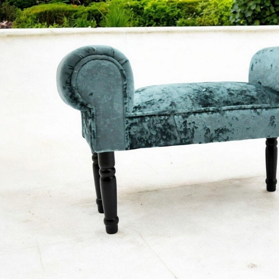 image 1 of Luxury Small Window Seat Bench - Velvet - L30 x W86 x H52 cm - Blue Blue