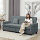 image 2 of HOMCOM Sectional Sofa Bed, L-Shaped 3 Seater Sofa Bed, Reversible Sleeper Sofa with Pull Out Couch Bed, Cushions, Fabric Futon Sofa Bed for Living Room, Grey | Grey | One Size