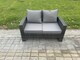 image 5 of Fimous 6 Seater PE Wicker Outdoor Garden Furniture Set Patio Furniture Rattan Rectangular Dining Table Lounge Sofa with 2 Small Footstools