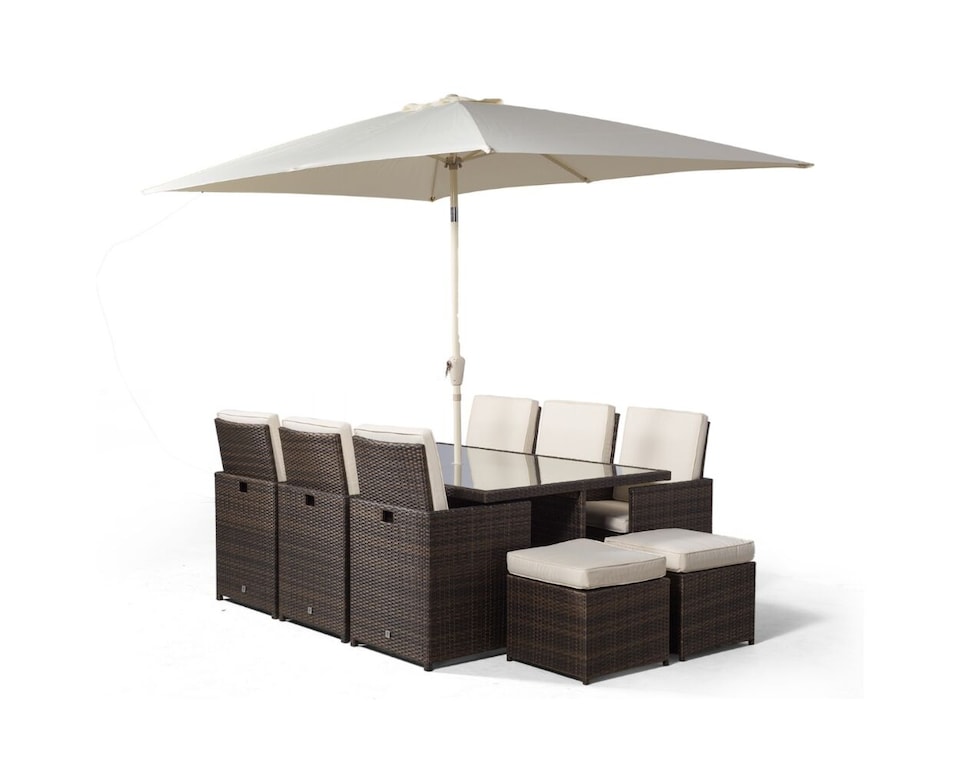 image 1 of Giardino 6 Seater Rattan Cube Dining Set | Brown | Brown