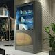 image 7 of Display Cabinet 100cm Grey Gloss Doors Dark Matt Body Free LED Grey