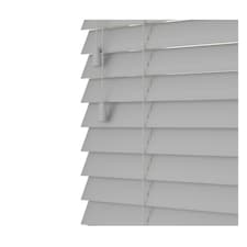 260cm Dove Grey Faux Wood Venetian Blinds with String (120cm Drop) Grey | Grey