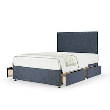 Neptune Spring Midnight Linen 4 Drawer Divan Set And Valencia Headboard King Size
