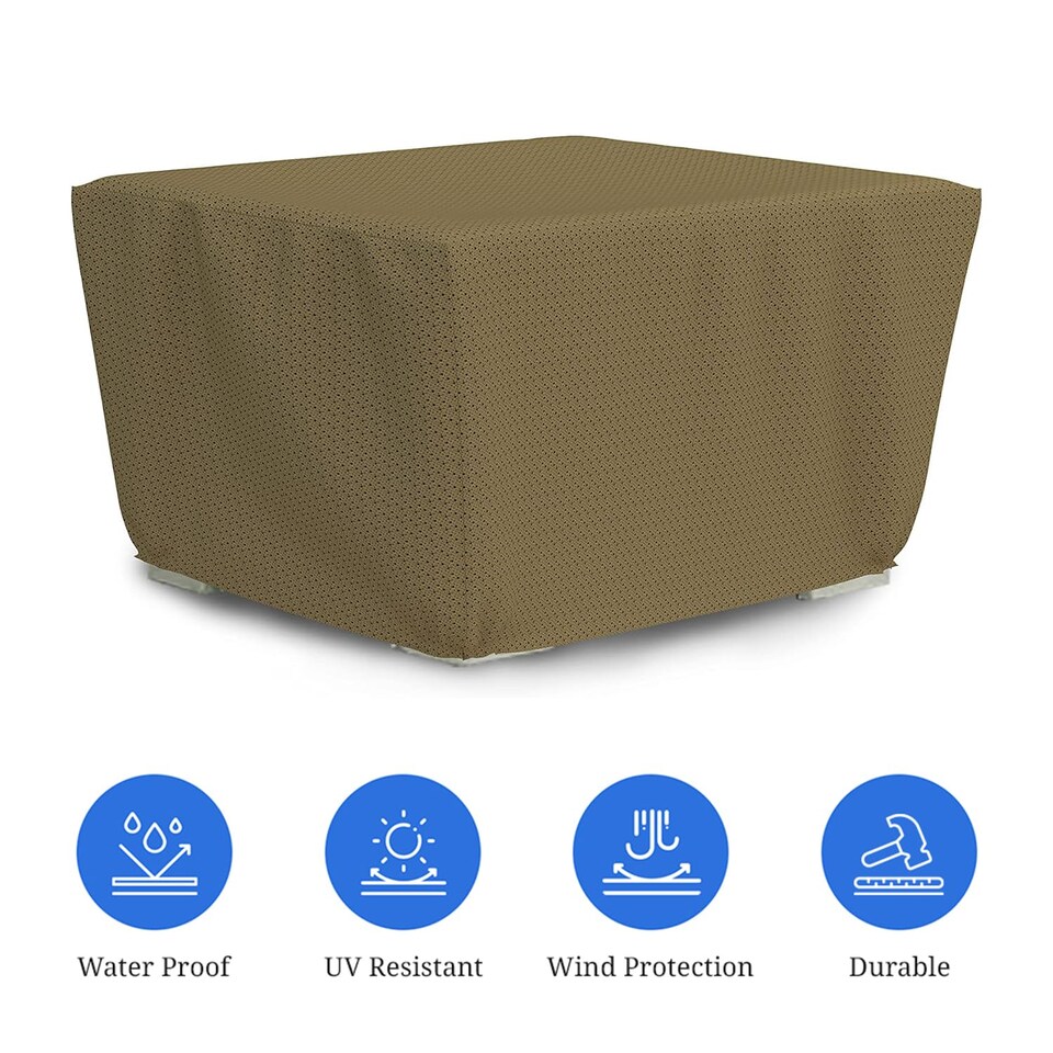 image 1 of Covers&All Outdoor Square Fire Pit Cover, 52 in L x 52 in W x 22 in H, Brown