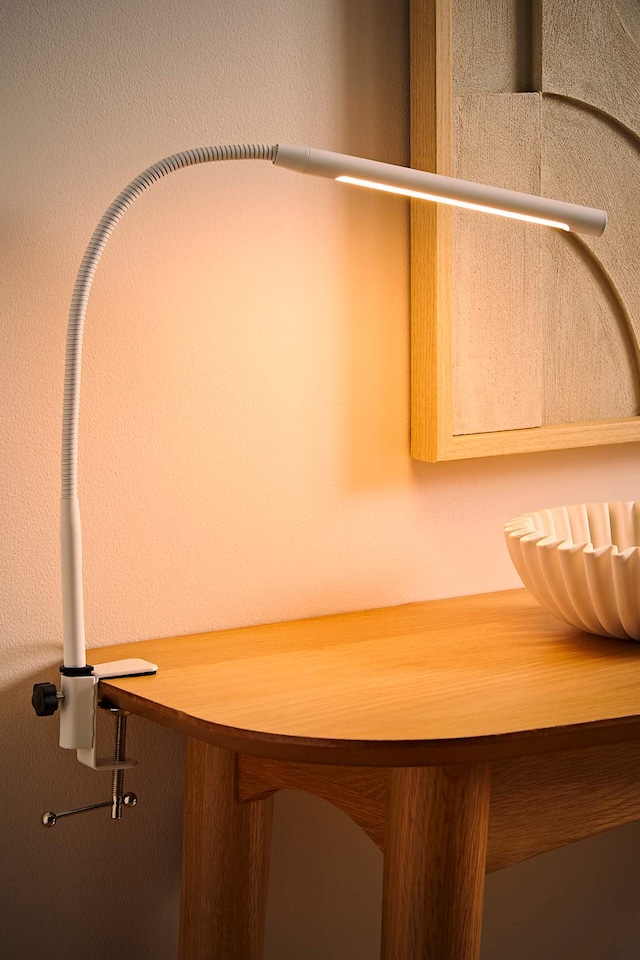 image 1 of ValueLights Daylight Dimmable Matte White Table Lamp and Integrated Bulb | White