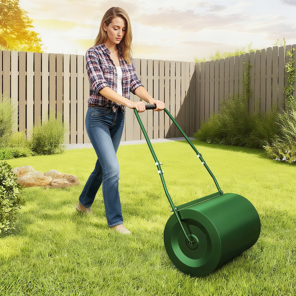 image 1 of Outsunny 63 L Lawn Roller Large Heavy Duty Metal Sand or Water Filled