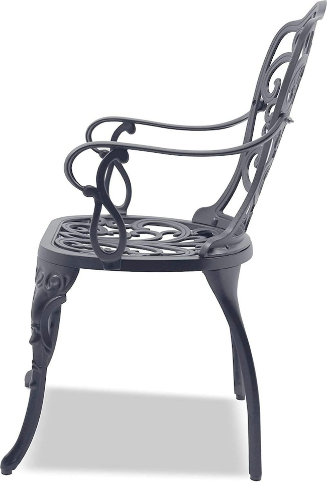 image 1 of Centurion Supports BANGUI Grey Luxurious Garden and Patio Table and 4 Large Chairs with Armrests Cast Aluminium Bistro Set
