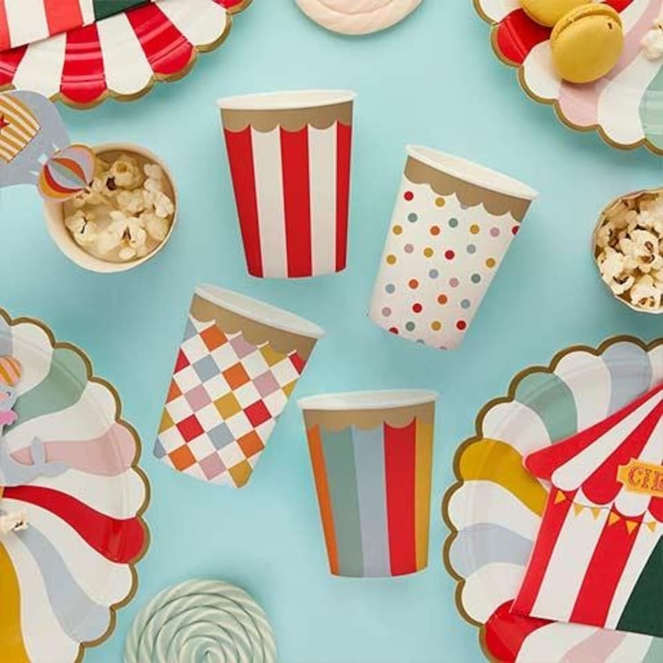 image 1 of Circus Paper Cups 250ml - Pack of 8 Multi