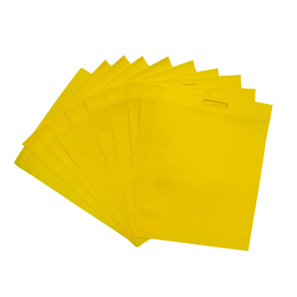 image 1 of Pack of 25 Yellow Coloured 35x25cm Non-Woven Patch Handle Bags | Yellow