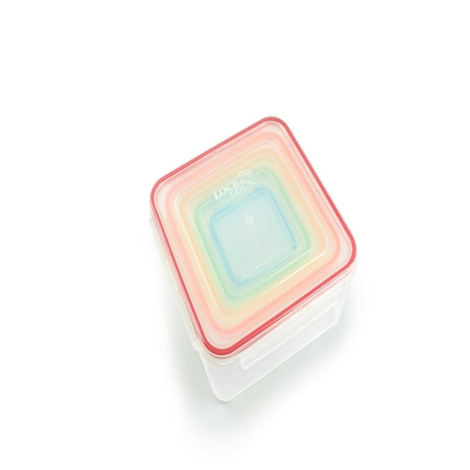 image 1 of LocknLock Nestable Food Containers Set Rainbow Design Storage Boxes - Pack of 5
