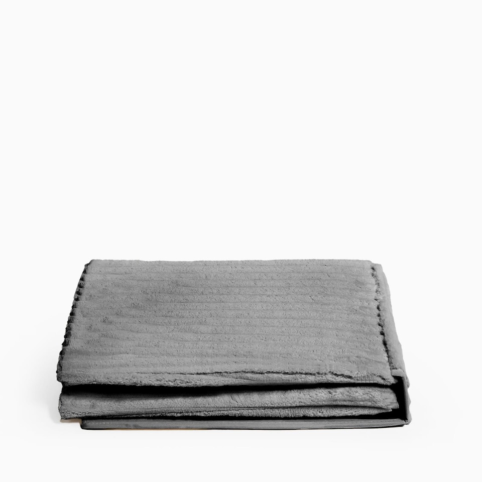 image 1 of OHS Ribbed Faux Fur Folding Laundry Basket Bag with Lid