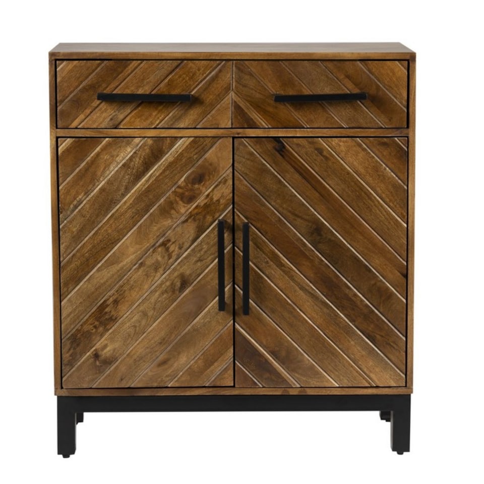image 1 of Parquet 2 Door 1 Drawer Cabinet - Mango Wood/Iron - L30 x W80 x H90 cm - PP Finish