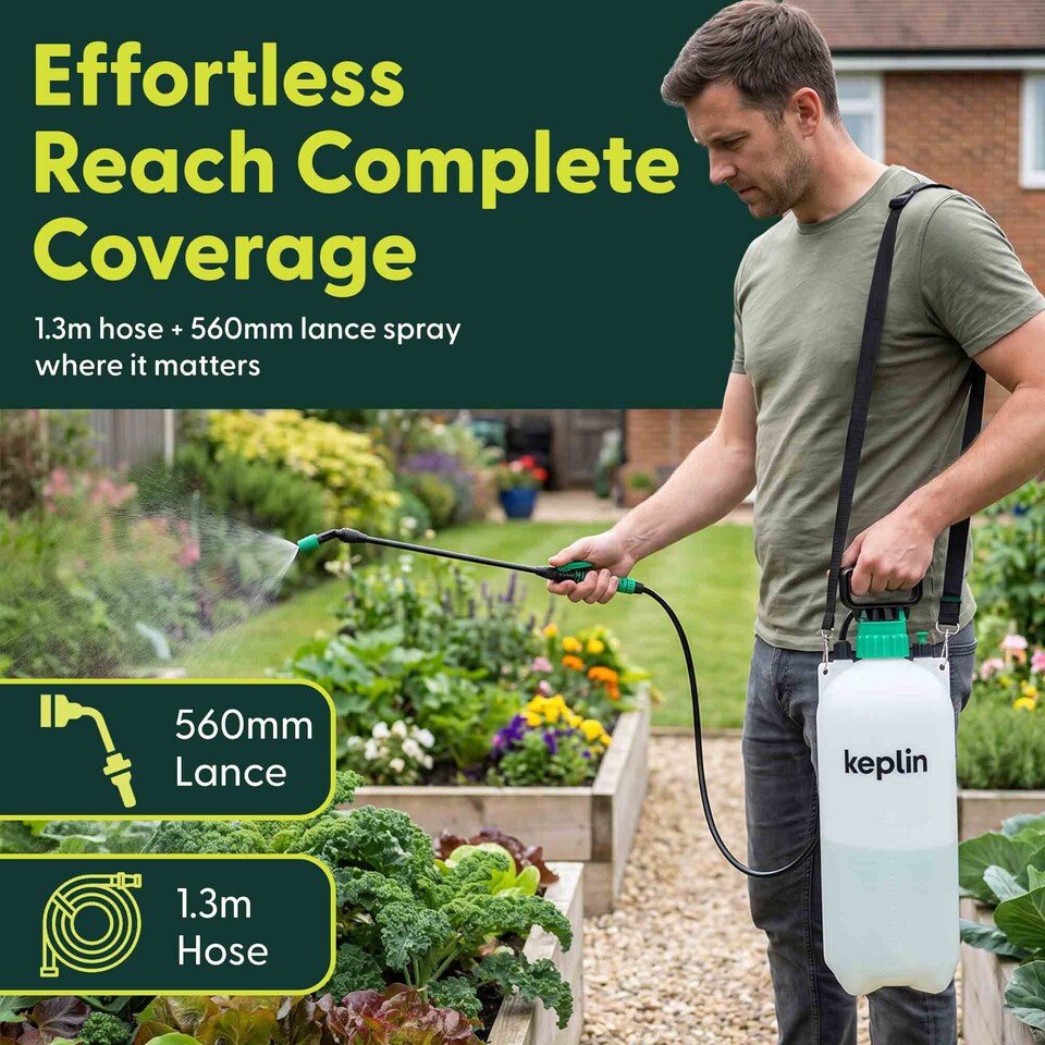 image 1 of Keplin Pump Action Garden Pressure Sprayer with Long Lance Spray and Mist Nozzle
