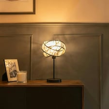 ValueLights Hudson Acrylic Jewel Twist Chrome Table Lamp with Tortoise Shell Lampshade - Bulb Included