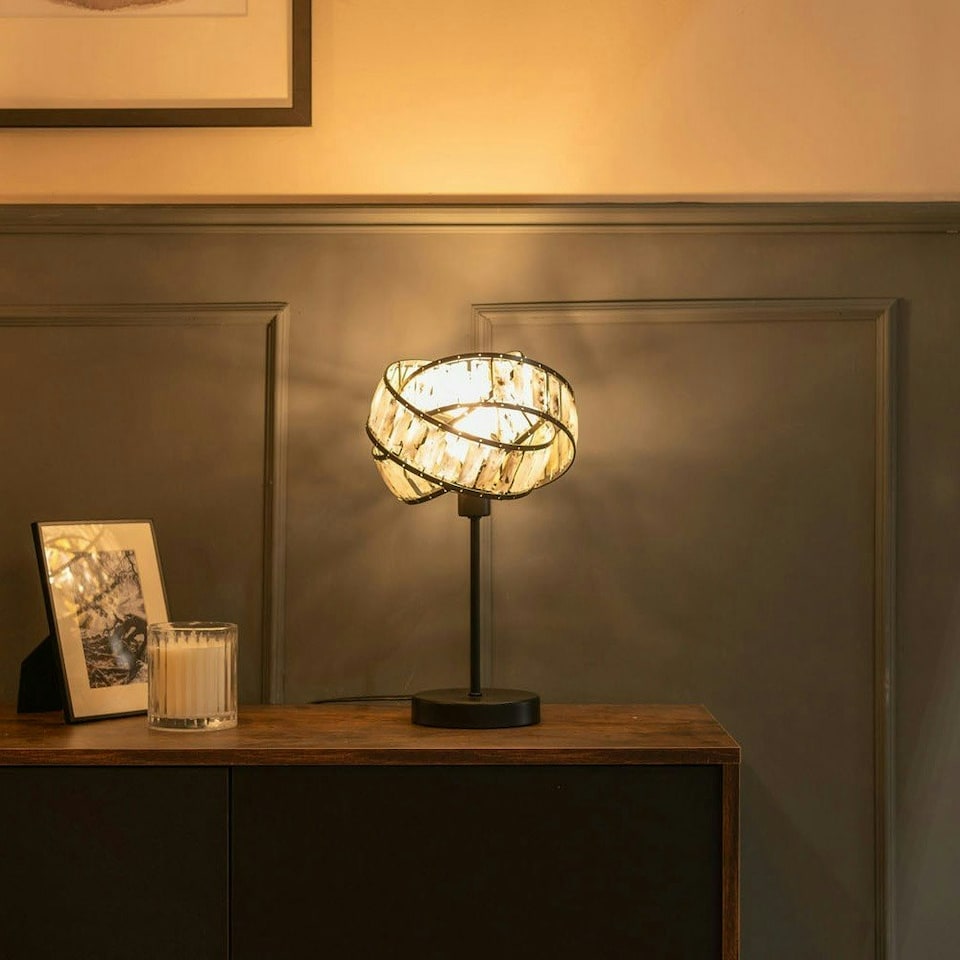 image 1 of ValueLights Hudson Acrylic Jewel Twist Chrome Table Lamp with Tortoise Shell Lampshade - Bulb Included