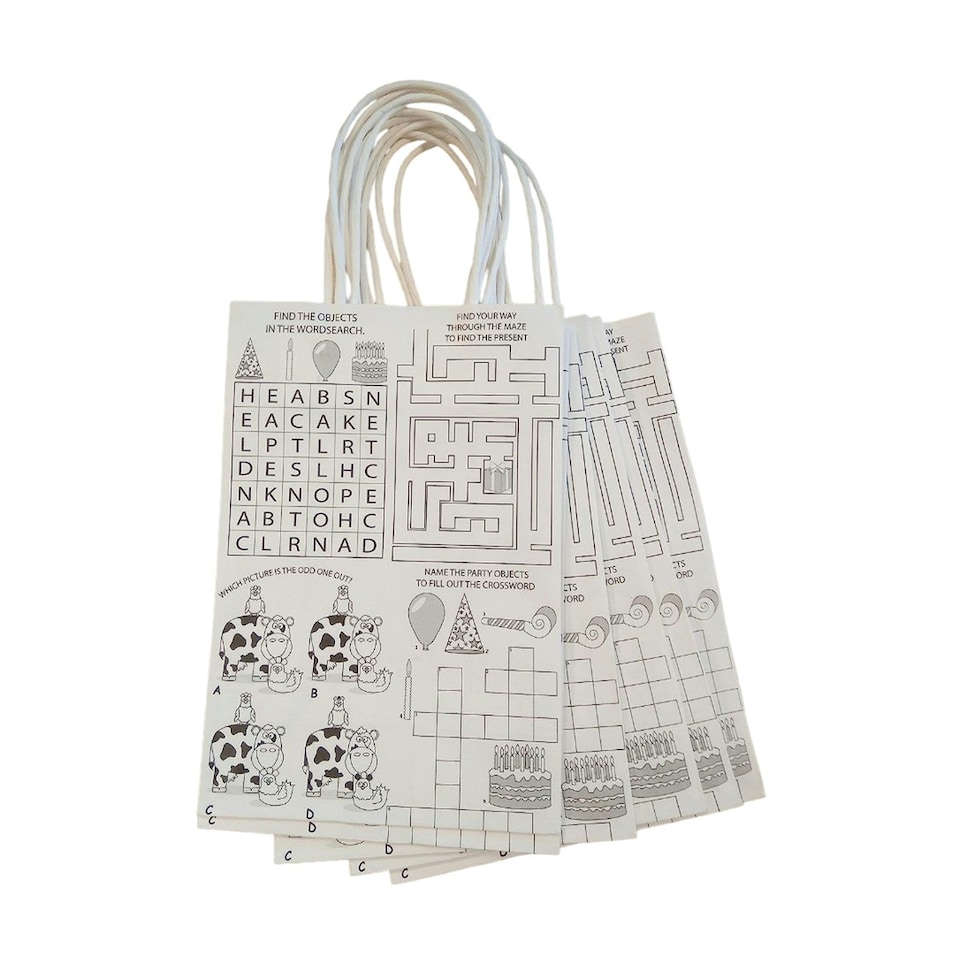 Henbrandt Colour Your own Party Bags - White/Black - One Size