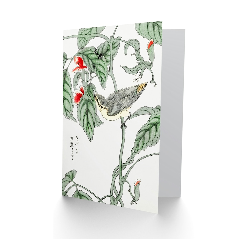 image 1 of Numata Kashu Art Card Tree Creeper and Pea Japanese
